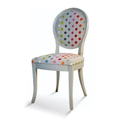 Paget Chaise De Salle à Manger|Chaise Salon*Pauline Chaise médaillon en bois massif et tissu fabrication française