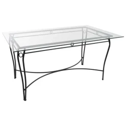 Jayso Table De Jardin*Pisa Table d'extérieur provençale en verre trempé et acier