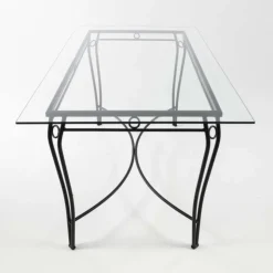 Jayso Table De Jardin*Pisa Table d'extérieur provençale en verre trempé et acier