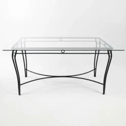 Jayso Table De Salle à Manger*Pisa Table provençale en verre trempé et acier