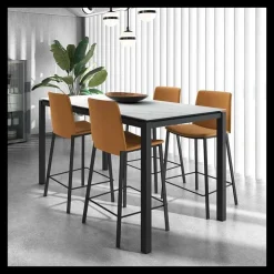 Perfecta Tabouret Snack (assise +/- 65 Cm)|Tabouret De Bar (assise +/- 80 Cm)*Primera Tabouret snack belge rembourré en simili et pieds en métal