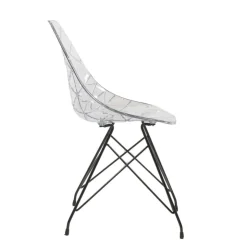 Chaise De Salle à Manger|Chaise Salon*Prisma Chaise design coque transparente avec pieds eiffel en métal noir