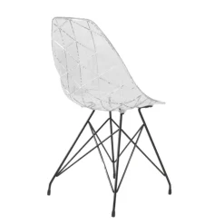 Chaise De Salle à Manger|Chaise Salon*Prisma Chaise design coque transparente avec pieds eiffel en métal noir