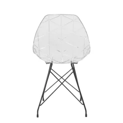 Chaise De Salle à Manger|Chaise Salon*Prisma Chaise design coque transparente avec pieds eiffel en métal noir