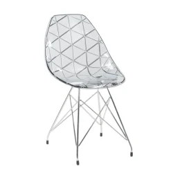 Chaise De Salle à Manger|Chaise Salon*Prisma Chaise design coque transparente avec pieds eiffel en métal noir