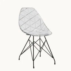 Chaise De Salle à Manger|Chaise Salon*Prisma Chaise design coque transparente avec pieds eiffel en métal noir