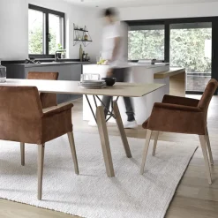 Mobitec Chaise De Salle à Manger|Chaise Salon*Pure classic ® Fauteuil cocooning en tissu avec pieds en bois