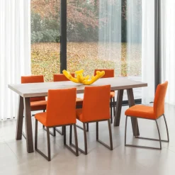 Perfecta Table De Salle à Manger*Queen Table de salle à manger rectangulaire moderne avec pieds en métal