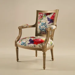 Paget Fauteuil De Salon*Quentin Fauteuil cabriolet Louis 16 fabrication française en tissu et bois massif