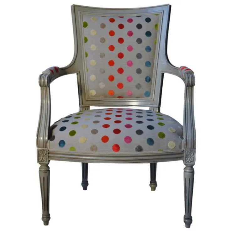 Paget Fauteuil De Salon*Quentin Fauteuil cabriolet Louis 16 fabrication française en tissu et bois massif