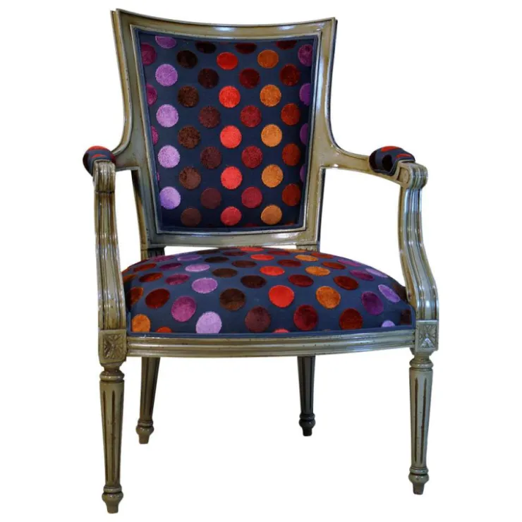 Paget Fauteuil De Salon*Quentin Fauteuil cabriolet Louis 16 fabrication française en tissu et bois massif