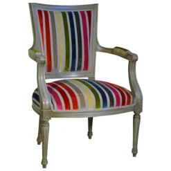 Paget Fauteuil De Salon*Quentin Fauteuil cabriolet Louis 16 fabrication française en tissu et bois massif