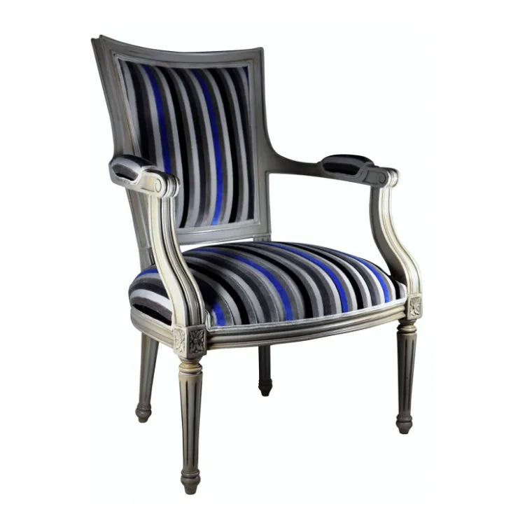 Paget Fauteuil De Salon*Quentin Fauteuil cabriolet Louis 16 fabrication française en tissu et bois massif