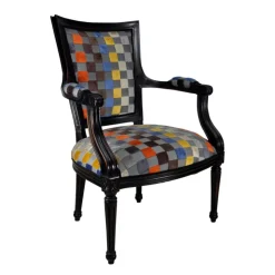 Paget Fauteuil De Salon*Quentin Fauteuil cabriolet Louis 16 fabrication française en tissu et bois massif