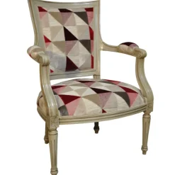 Paget Fauteuil De Salon*Quentin Fauteuil cabriolet Louis 16 fabrication française en tissu et bois massif
