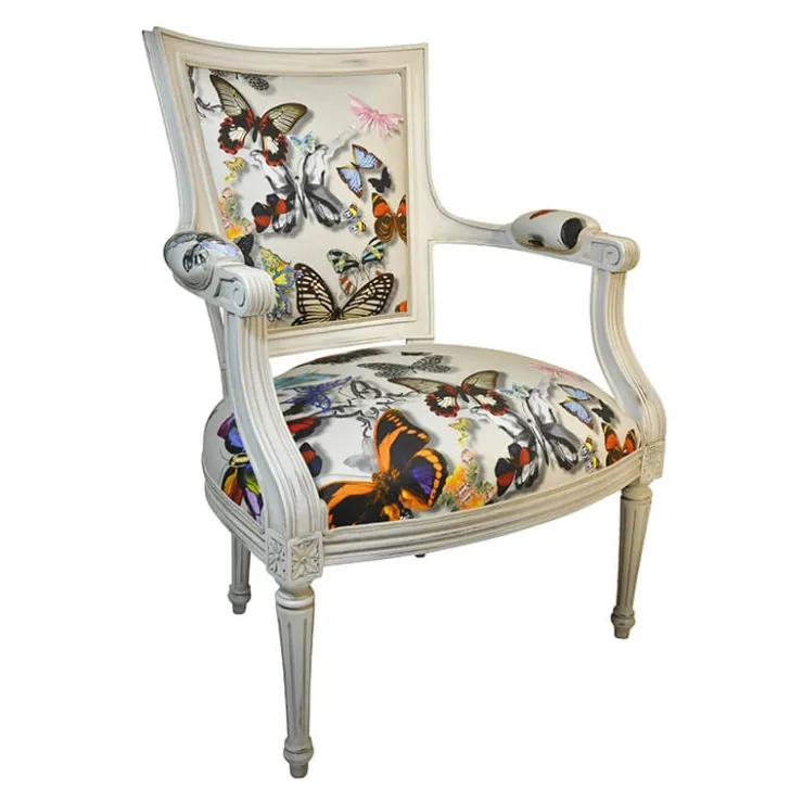 Paget Fauteuil De Salon*Quentin Fauteuil cabriolet Louis 16 fabrication française en tissu et bois massif