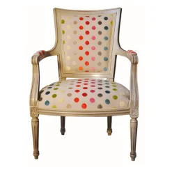 Paget Fauteuil De Salon*Quentin Fauteuil cabriolet Louis 16 fabrication française en tissu et bois massif