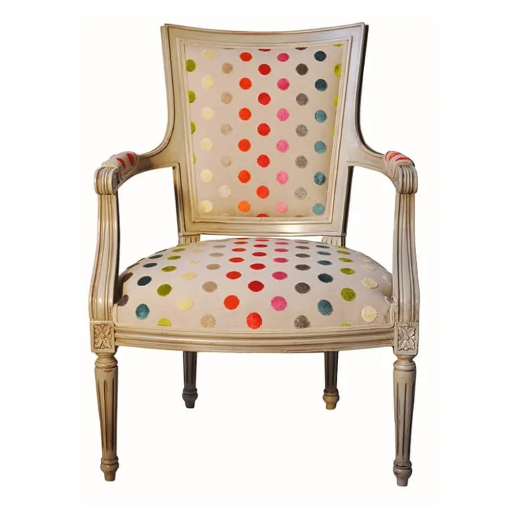 Paget Fauteuil De Salon*Quentin Fauteuil cabriolet Louis 16 fabrication française en tissu et bois massif