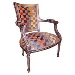 Paget Fauteuil De Salon*Quentin Fauteuil cabriolet Louis 16 fabrication française en tissu et bois massif