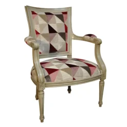 Paget Fauteuil De Salon*Quentin Fauteuil cabriolet Louis 16 fabrication française en tissu et bois massif