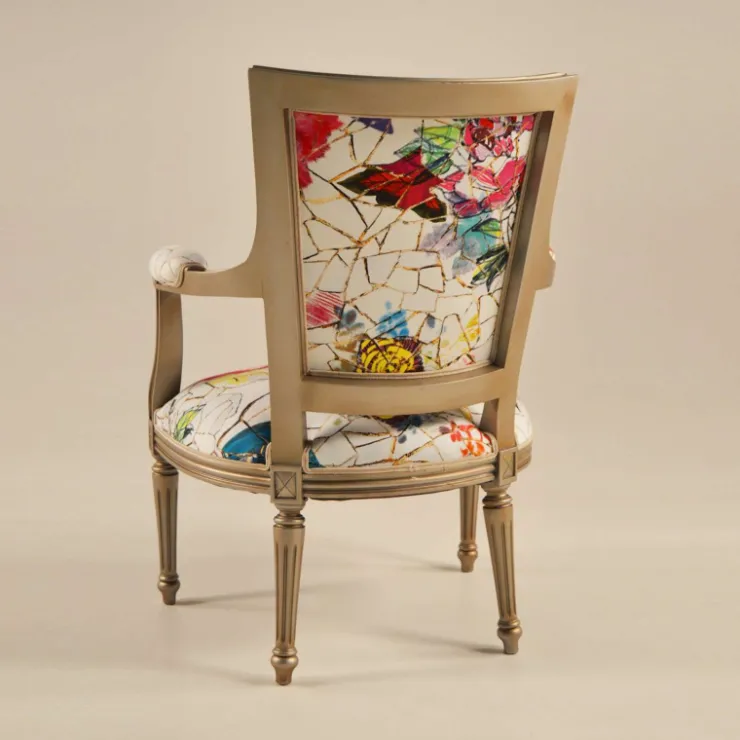 Paget Fauteuil De Salon*Quentin Fauteuil cabriolet Louis 16 fabrication française en tissu et bois massif