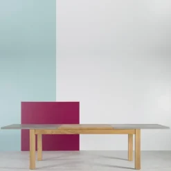 Neoh Table De Salle à Manger*Repas Table française extensible en béton ciré et bois massif