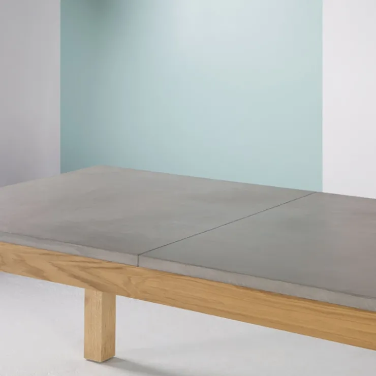 Neoh Table De Salle à Manger*Repas Table française extensible en béton ciré et bois massif