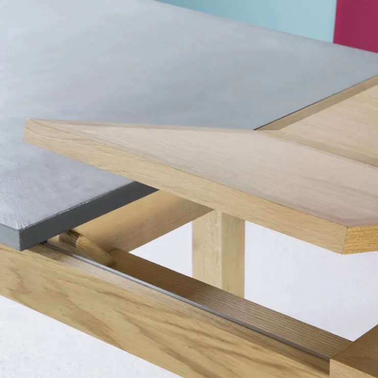 Neoh Table De Salle à Manger*Repas Table française extensible en béton ciré et bois massif