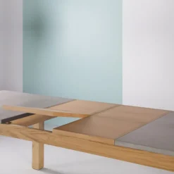 Neoh Table De Salle à Manger*Repas Table française extensible en béton ciré et bois massif