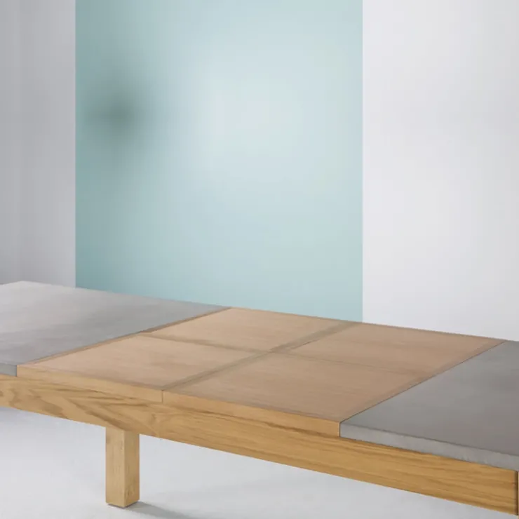 Neoh Table De Salle à Manger*Repas Table française extensible en béton ciré et bois massif