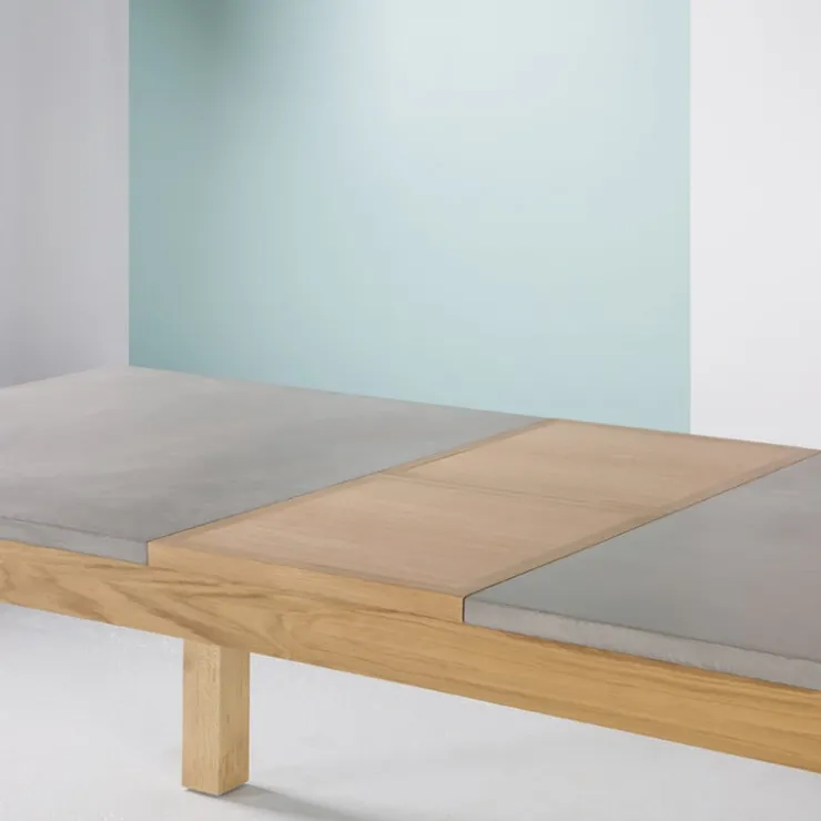 Neoh Table De Salle à Manger*Repas Table française extensible en béton ciré et bois massif