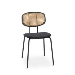 Perfecta Chaise De Salle à Manger|Chaise Salon*Ritmo Chaise vintage dossier en cannage rotin et assise tissu