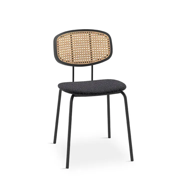 Perfecta Chaise De Salle à Manger|Chaise Salon*Ritmo Chaise vintage dossier en cannage rotin et assise tissu