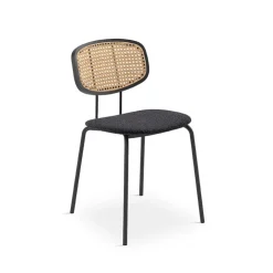 Perfecta Chaise De Salle à Manger|Chaise Salon*Ritmo Chaise vintage dossier en cannage rotin et assise tissu