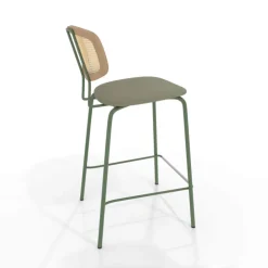 Perfecta Tabouret Snack (assise +/- 65 Cm)|Tabouret De Bar (assise +/- 80 Cm)*Ritmo Tabouret snack rétro avec dossier cannage rotin et assise en simili