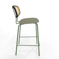 Perfecta Tabouret Snack (assise +/- 65 Cm)|Tabouret De Bar (assise +/- 80 Cm)*Ritmo Tabouret snack rétro avec dossier cannage rotin et assise en simili