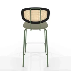 Perfecta Tabouret Snack (assise +/- 65 Cm)|Tabouret De Bar (assise +/- 80 Cm)*Ritmo Tabouret snack rétro avec dossier cannage rotin et assise en simili