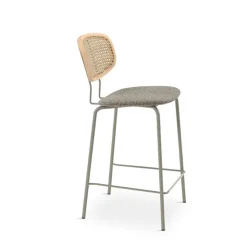 Perfecta Tabouret Snack (assise +/- 65 Cm)|Tabouret De Bar (assise +/- 80 Cm)*Ritmo Tabouret snack vintage dossier en cannage avec assise tissu