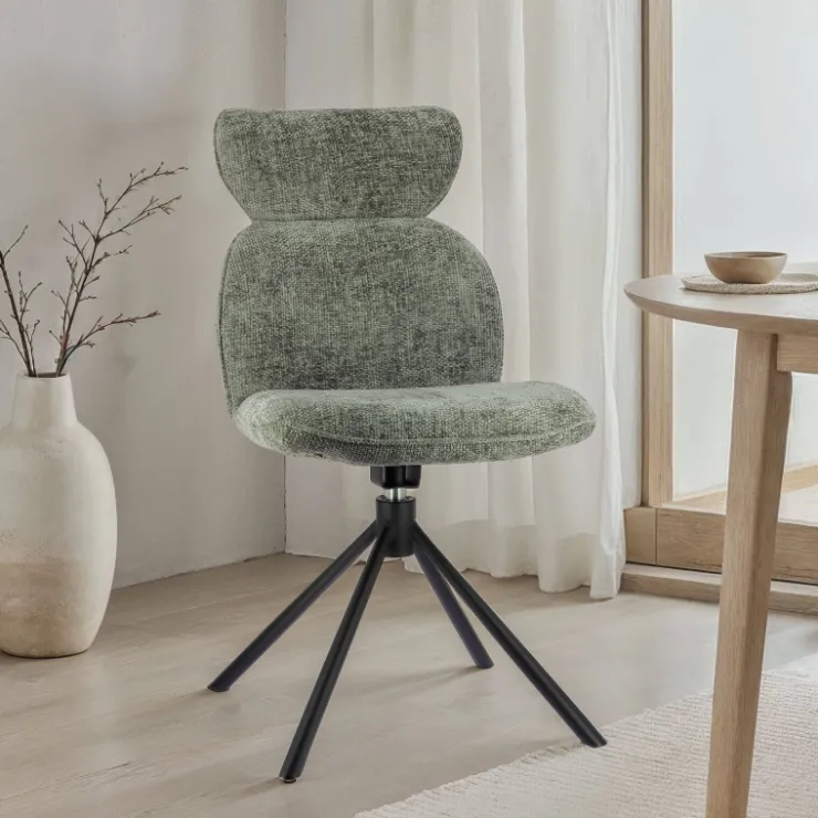 Chaise De Salle à Manger|Chaise Salon*RosaChaise pivotante en tissu avec pieds en métal