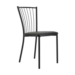 Perfecta Chaise De Cuisine*Roxane Chaise de cuisine noire en métal avec assise en simili rembourrée