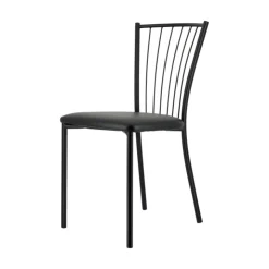 Perfecta Chaise De Cuisine*Roxane Chaise de cuisine noire en métal avec assise en simili rembourrée