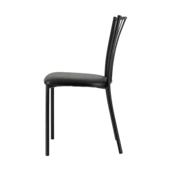 Perfecta Chaise De Cuisine*Roxane Chaise de cuisine noire en métal avec assise en simili rembourrée