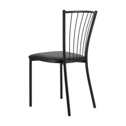 Perfecta Chaise De Cuisine*Roxane Chaise de cuisine noire en métal avec assise en simili rembourrée