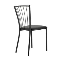 Perfecta Chaise De Cuisine*Roxane Chaise de cuisine noire en métal avec assise en simili rembourrée