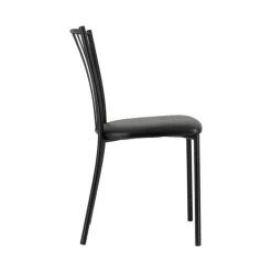 Perfecta Chaise De Cuisine*Roxane Chaise de cuisine noire en métal avec assise en simili rembourrée