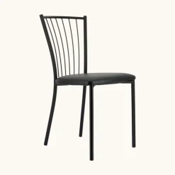 Perfecta Chaise De Cuisine*Roxane Chaise de cuisine noire en métal avec assise en simili rembourrée