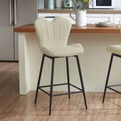 Tabouret Snack (assise +/- 65 Cm)|Tabouret De Bar (assise +/- 80 Cm)*SachaTabouret snack en tissu pivotant avec poignée et pieds en métal