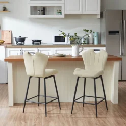 Tabouret Snack (assise +/- 65 Cm)|Tabouret De Bar (assise +/- 80 Cm)*SachaTabouret snack en tissu pivotant avec poignée et pieds en métal