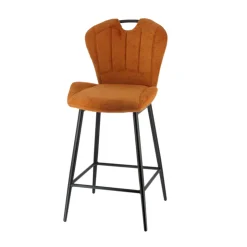 Tabouret Snack (assise +/- 65 Cm)|Tabouret De Bar (assise +/- 80 Cm)*SachaTabouret snack en tissu pivotant avec poignée et pieds en métal
