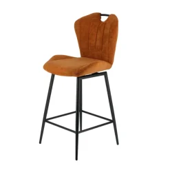 Tabouret Snack (assise +/- 65 Cm)|Tabouret De Bar (assise +/- 80 Cm)*SachaTabouret snack en tissu pivotant avec poignée et pieds en métal